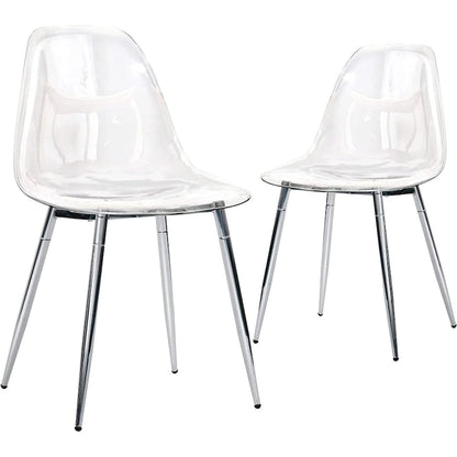 Modern Plastic Shell Accent Side Chairs with metal Legs, Transparent