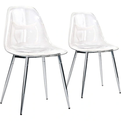 Modern Plastic Shell Accent Side Chairs with metal Legs, Transparent