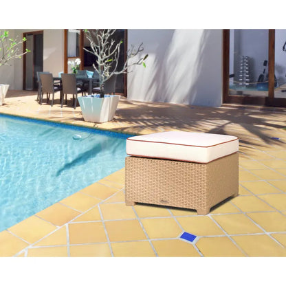 Magnolia Resin All-Weather Ottoman with Cushion