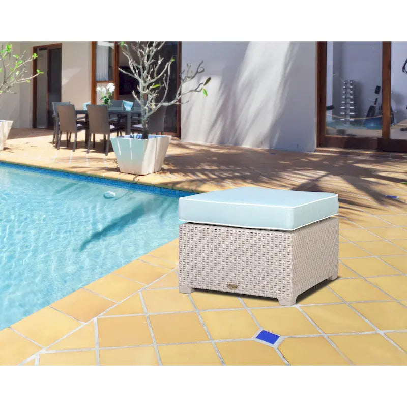 Magnolia Resin All-Weather Ottoman with Cushion