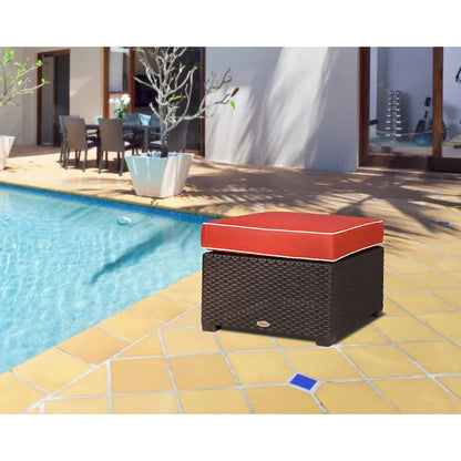 Magnolia Resin All-Weather Ottoman with Cushion