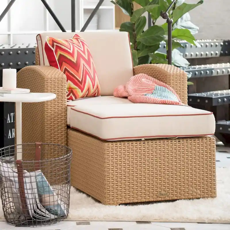 Magnolia Resin All-Weather Ottoman with Cushion