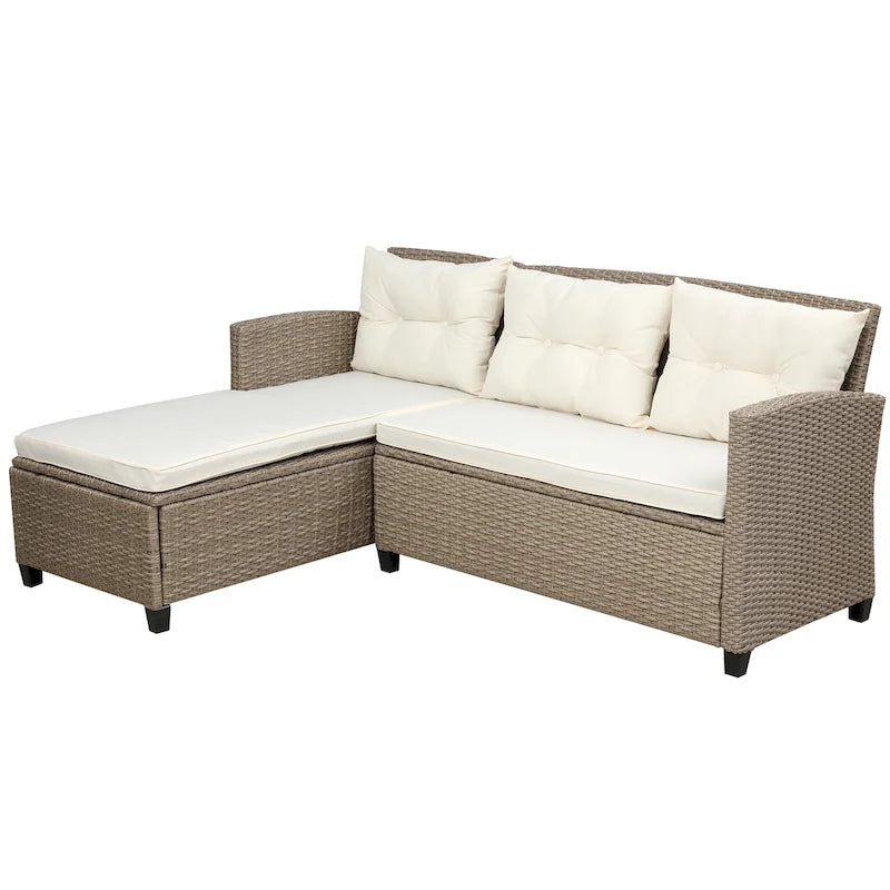 Patio Furniture Sets, 4 Piece Conversation Set Wicker Rattan Sectional Sofa
