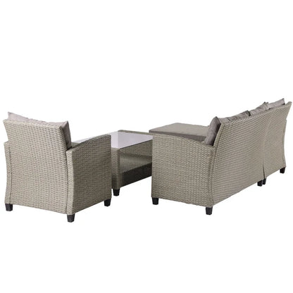 Patio Furniture Sets, 4 Piece Conversation Set Wicker Rattan Sectional Sofa