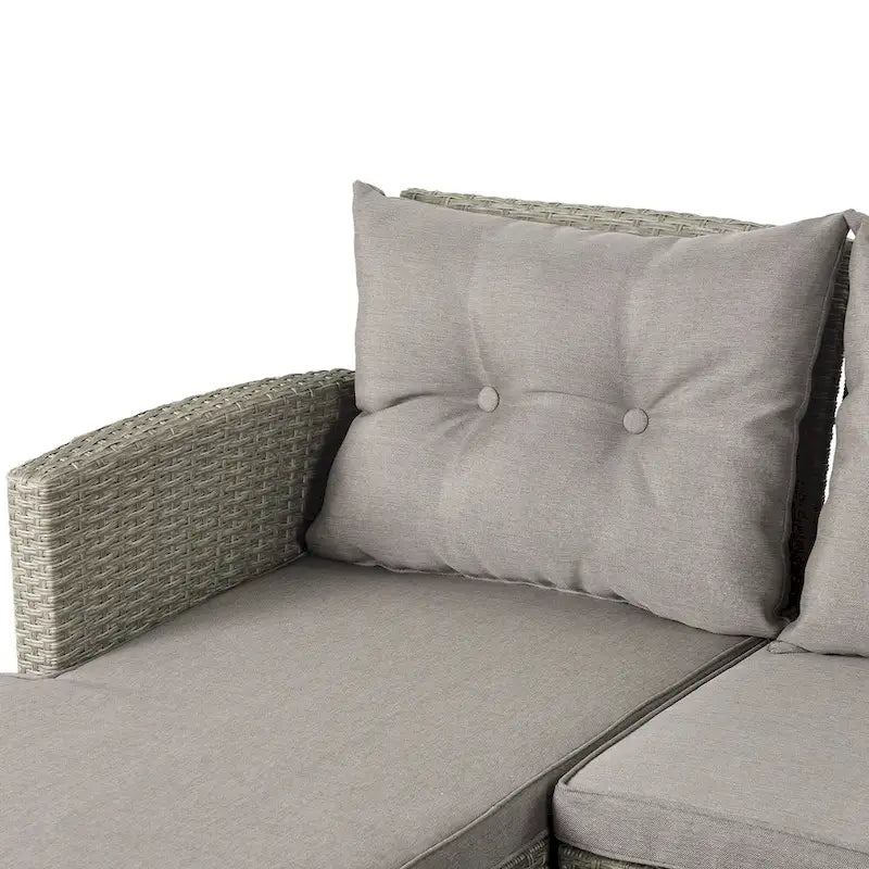 Patio Furniture Sets, 4 Piece Conversation Set Wicker Rattan Sectional Sofa