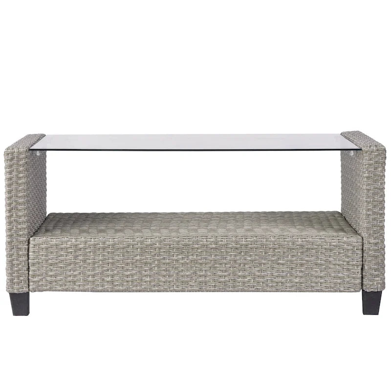 Patio Furniture Sets, 4 Piece Conversation Set Wicker Rattan Sectional Sofa