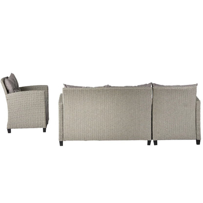 Patio Furniture Sets, 4 Piece Conversation Set Wicker Rattan Sectional Sofa
