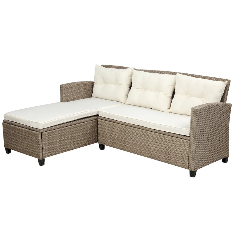 Patio Furniture Sets, 4 Piece Conversation Set Wicker Rattan Sectional Sofa