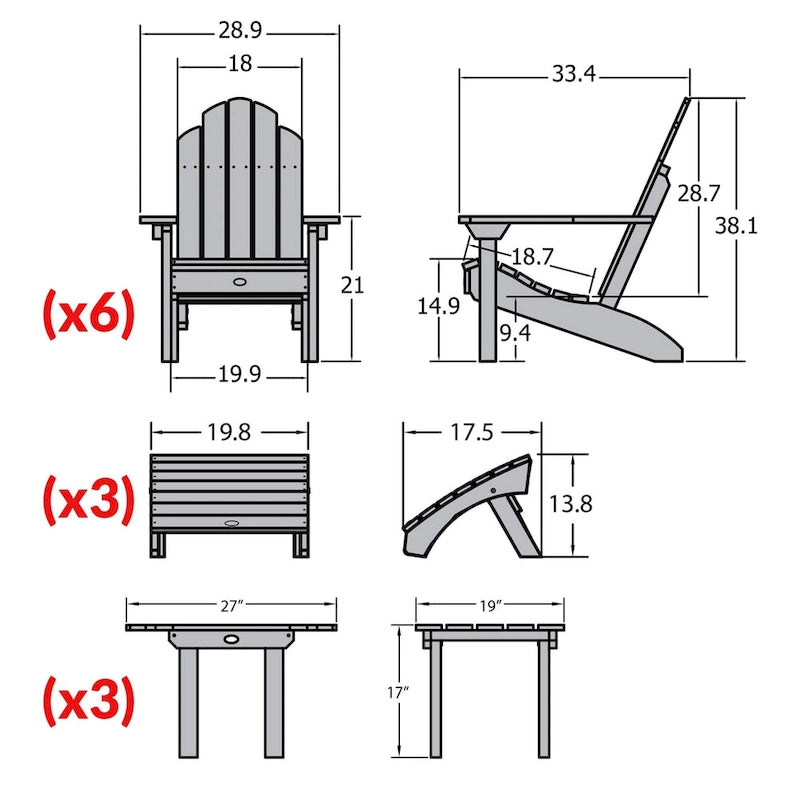 HIGHWOOD 12-Piece Adirondack Patio Conversation Set