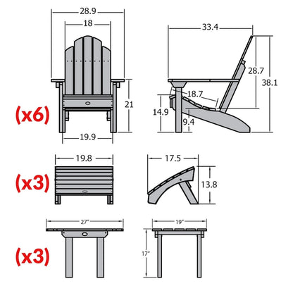 HIGHWOOD 12-Piece Adirondack Patio Conversation Set