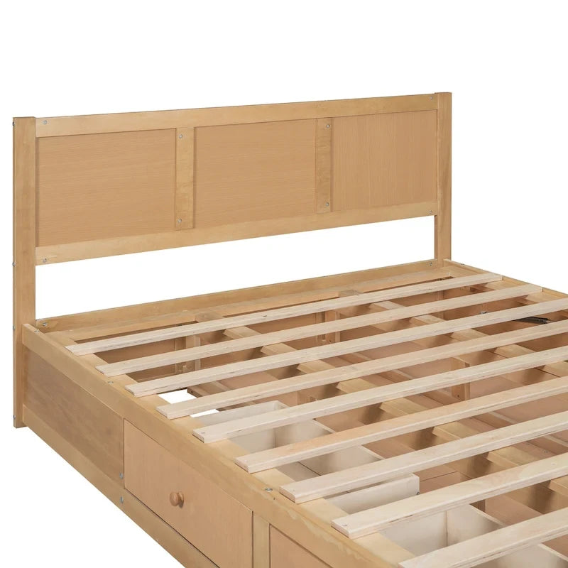 Wood Platform Bed with Underneath Storage and 2 Drawers
