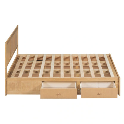 Wood Platform Bed with Underneath Storage and 2 Drawers