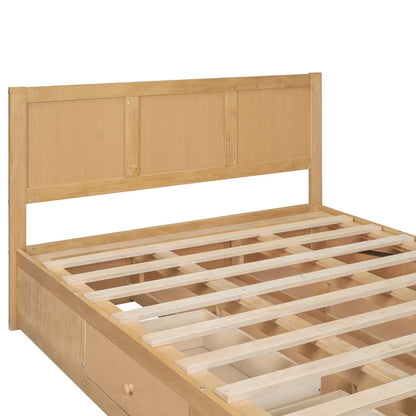 Wood Platform Bed with Underneath Storage and 2 Drawers