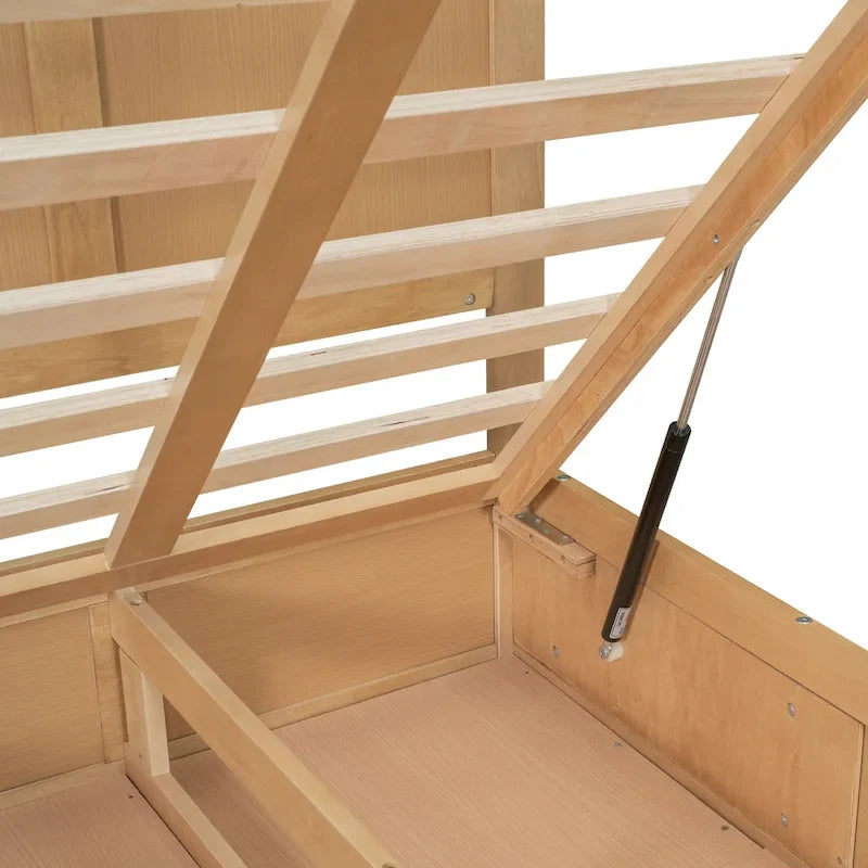 Wood Platform Bed with Underneath Storage and 2 Drawers