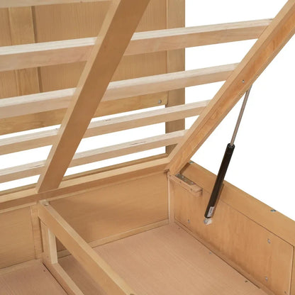 Wood Platform Bed with Underneath Storage and 2 Drawers