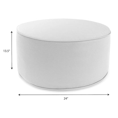 24  Round Mango Solid Round Outdoor Pouf Ottoman with Welt - 24 D x 13.5  H