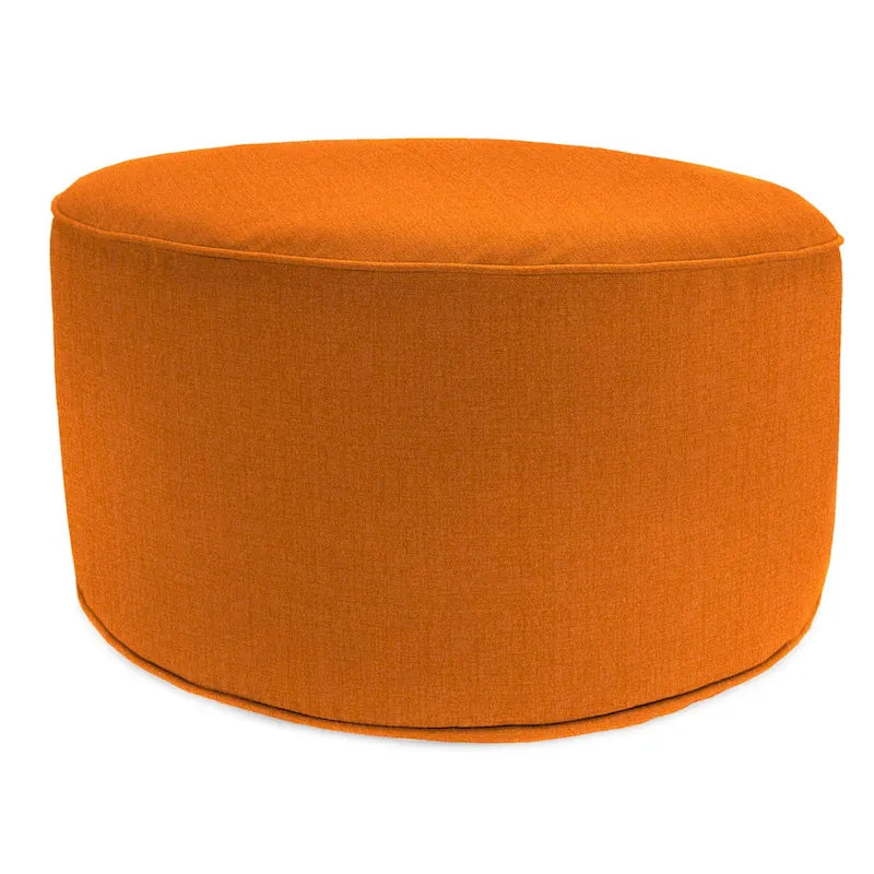 24  Round Mango Solid Round Outdoor Pouf Ottoman with Welt - 24 D x 13.5  H