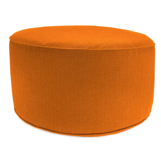 24  Round Mango Solid Round Outdoor Pouf Ottoman with Welt - 24 D x 13.5  H