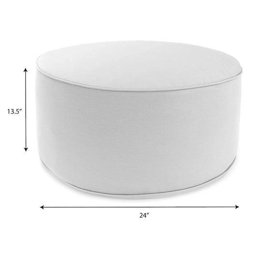 24  Round Mango Solid Round Outdoor Pouf Ottoman with Welt - 24 D x 13.5  H
