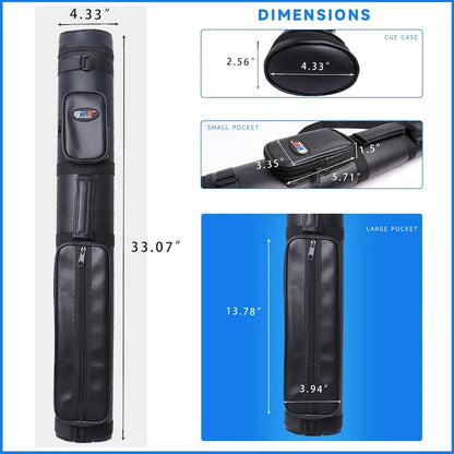 GSE? 2x2 Oval Hard Billiard Pool Cue Stick Carrying Case, Billiard Cue Case Holds 2 Butts/2 Shafts (5 Colors)