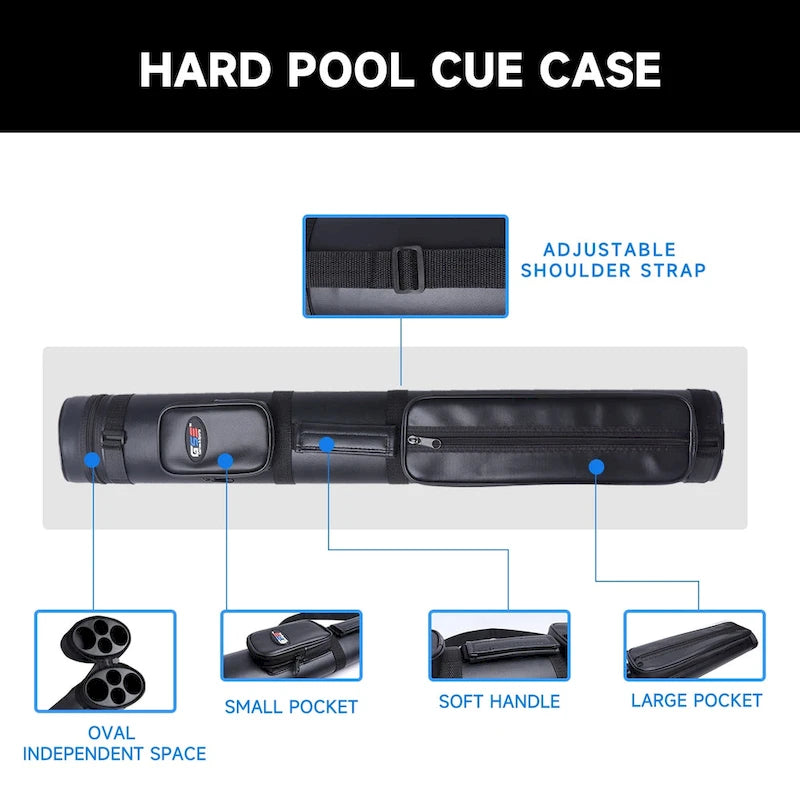 GSE? 2x2 Oval Hard Billiard Pool Cue Stick Carrying Case, Billiard Cue Case Holds 2 Butts/2 Shafts (5 Colors)