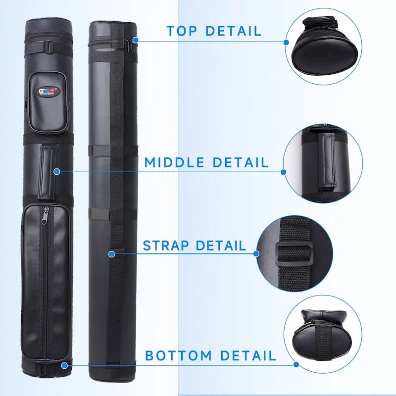 GSE? 2x2 Oval Hard Billiard Pool Cue Stick Carrying Case, Billiard Cue Case Holds 2 Butts/2 Shafts (5 Colors)
