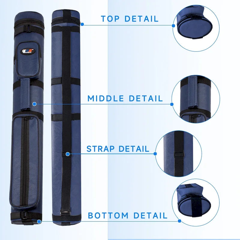 GSE? 2x2 Oval Hard Billiard Pool Cue Stick Carrying Case, Billiard Cue Case Holds 2 Butts/2 Shafts (5 Colors)