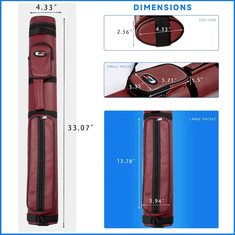 GSE? 2x2 Oval Hard Billiard Pool Cue Stick Carrying Case, Billiard Cue Case Holds 2 Butts/2 Shafts (5 Colors)