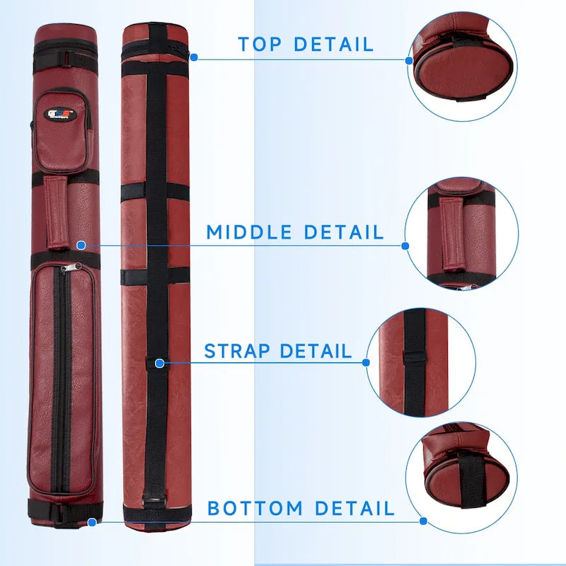 GSE? 2x2 Oval Hard Billiard Pool Cue Stick Carrying Case, Billiard Cue Case Holds 2 Butts/2 Shafts (5 Colors)