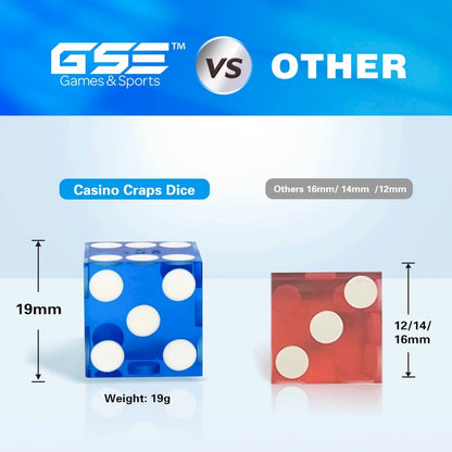 GSE? AAA Grade 19mm Casino Craps Dice Set of 5 with Matching Serialized Numbers for RPG, Dice Stacking, Yahtzee Dice Games