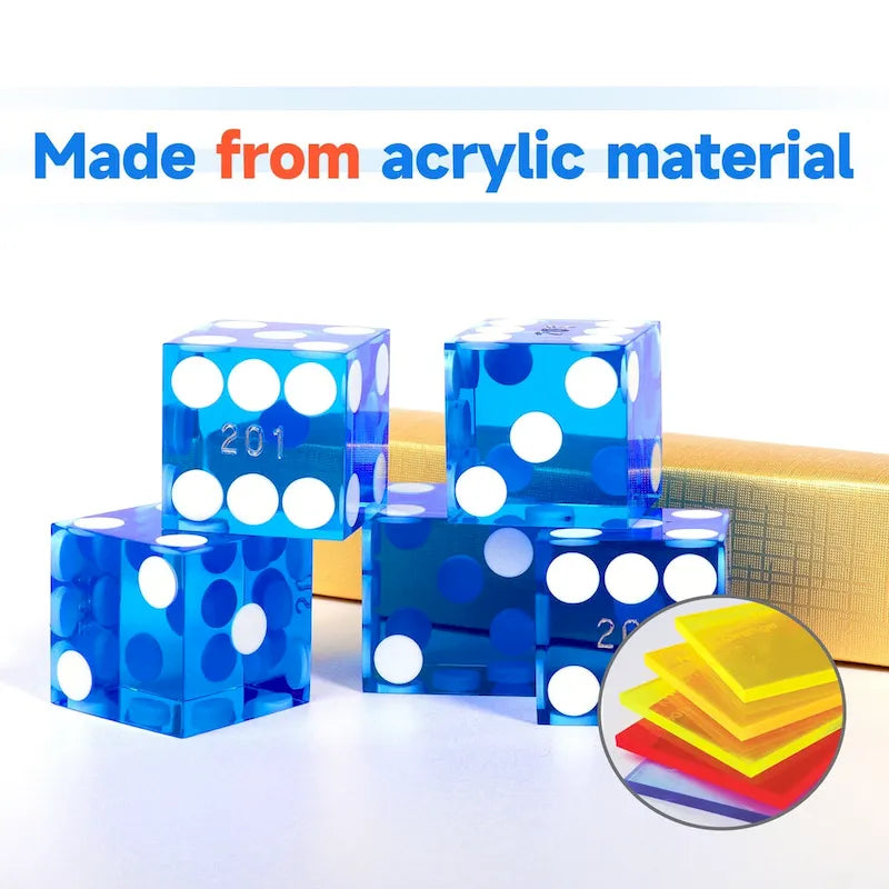 GSE? AAA Grade 19mm Casino Craps Dice Set of 5 with Matching Serialized Numbers for RPG, Dice Stacking, Yahtzee Dice Games