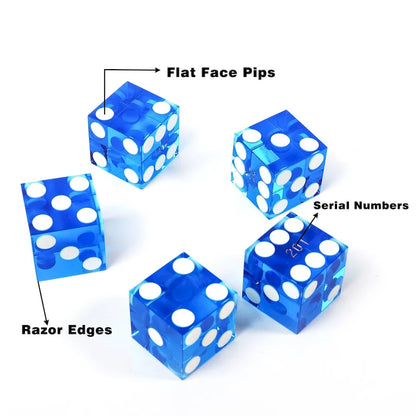 GSE? AAA Grade 19mm Casino Craps Dice Set of 5 with Matching Serialized Numbers for RPG, Dice Stacking, Yahtzee Dice Games