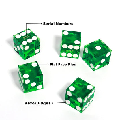 GSE? AAA Grade 19mm Casino Craps Dice Set of 5 with Matching Serialized Numbers for RPG, Dice Stacking, Yahtzee Dice Games