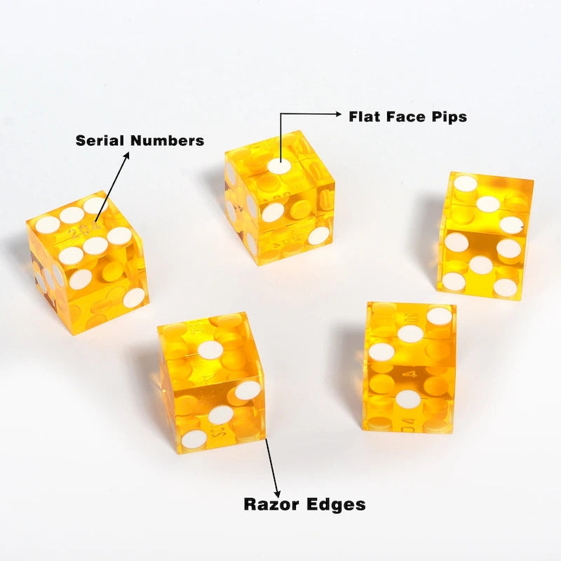 GSE? AAA Grade 19mm Casino Craps Dice Set of 5 with Matching Serialized Numbers for RPG, Dice Stacking, Yahtzee Dice Games