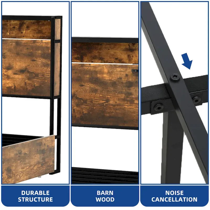 Moasis Vintage Brown King Bed Frame