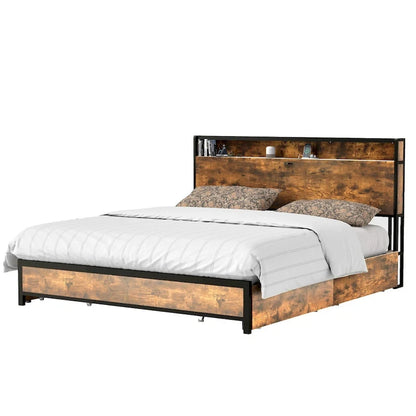 Moasis Vintage Brown King Bed Frame