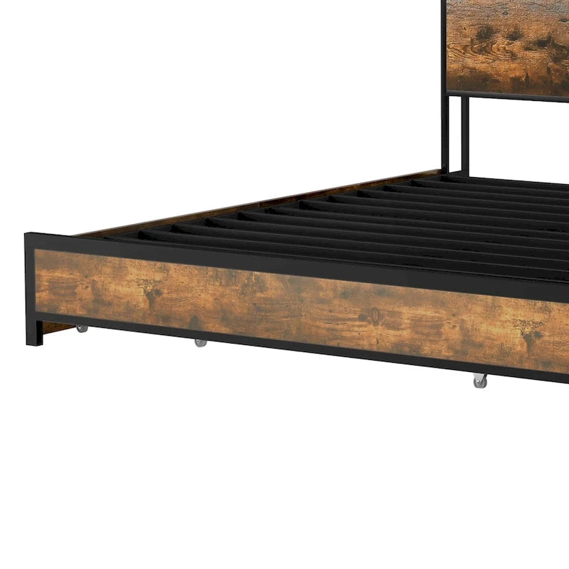 Moasis Vintage Brown King Bed Frame