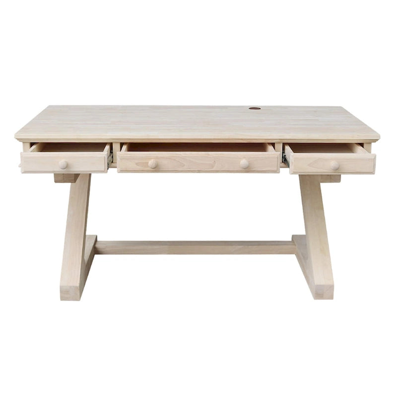 Solid Wood Unfinished Executive Desk with Zodiac Base