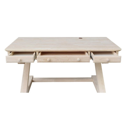 Solid Wood Unfinished Executive Desk with Zodiac Base