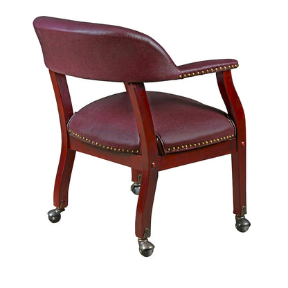Irving Captain Chair with Casters- Burgundy