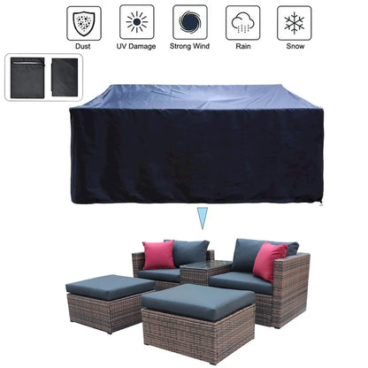 5 Piece Outdoor Wicker Sectional Conversation Sofa Set with Black Cushions and Red Pillows