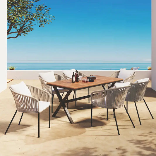 GO 7 Pieces All-Weather Outdoor Furniture Set with Dining Table and Chairs