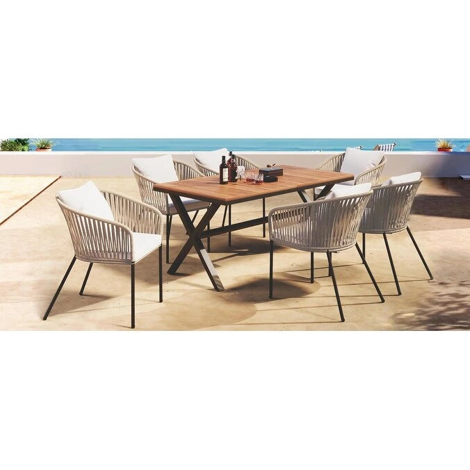 GO 7 Pieces All-Weather Outdoor Furniture Set with Dining Table and Chairs