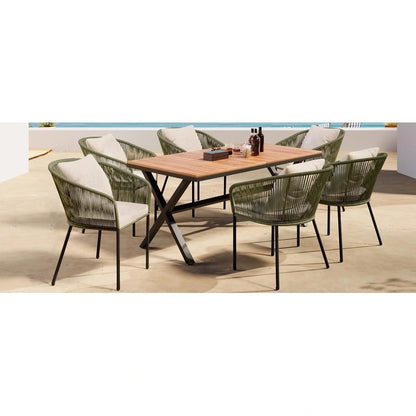 GO 7 Pieces All-Weather Outdoor Furniture Set with Dining Table and Chairs