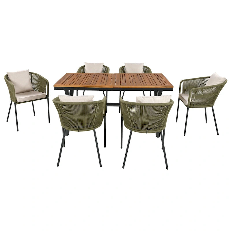 GO 7 Pieces All-Weather Outdoor Furniture Set with Dining Table and Chairs