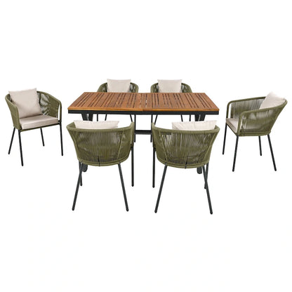 GO 7 Pieces All-Weather Outdoor Furniture Set with Dining Table and Chairs