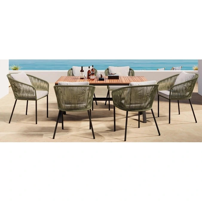 GO 7 Pieces All-Weather Outdoor Furniture Set with Dining Table and Chairs