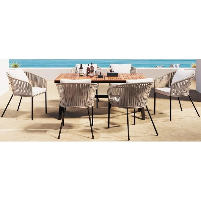 GO 7 Pieces All-Weather Outdoor Furniture Set with Dining Table and Chairs