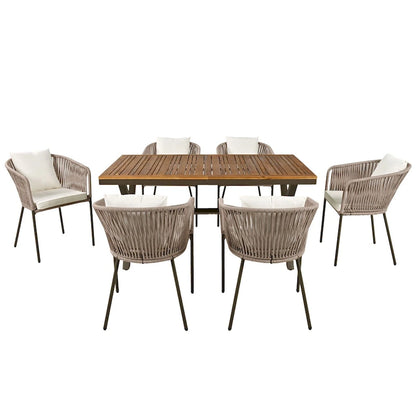 GO 7 Pieces All-Weather Outdoor Furniture Set with Dining Table and Chairs