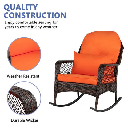 Outdoor Hand-Woven Resin Wicker Rocking Chair